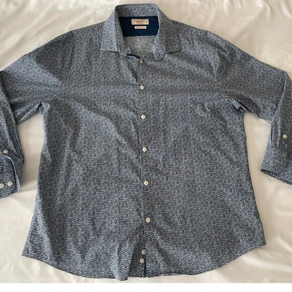 Penguin by Munsingwear Long Sleeve button up Mushroom print Heritage Slim Fit - Picture 1 of 7